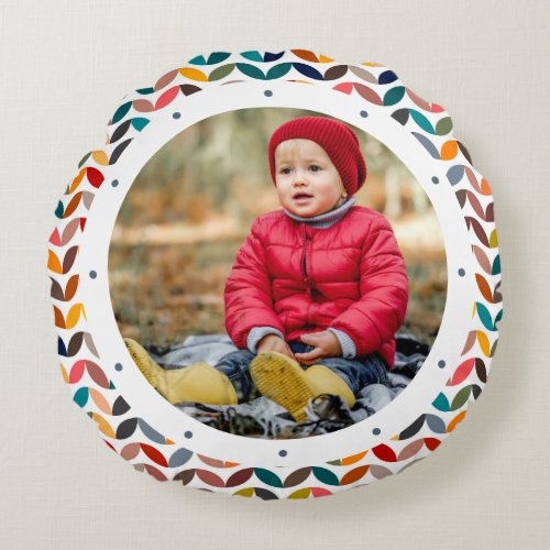 Custom Photo Modern Colorful Personalized Round Pi Round Pillow