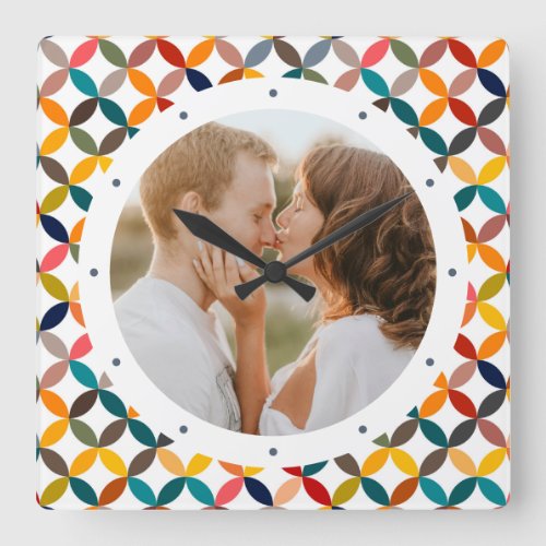 Custom Photo Modern Colorful Personalized Square Wall Clock