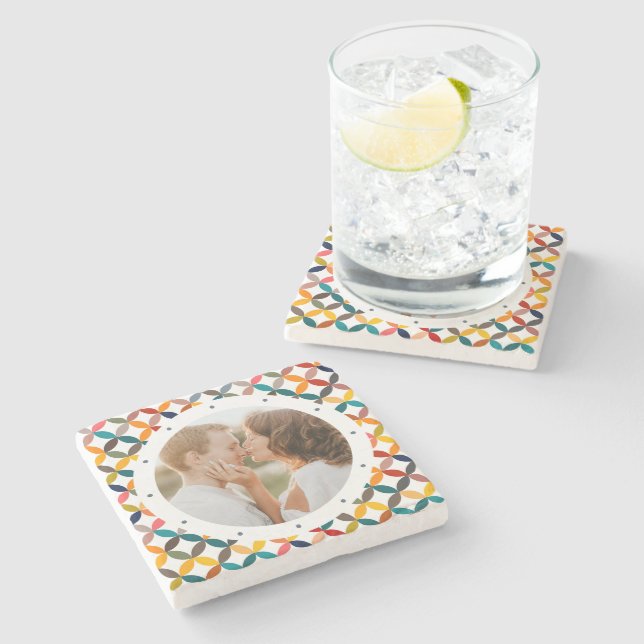 Custom Photo Modern Colorful Personalized Stone Coaster (Side)