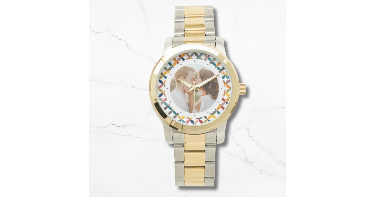 Custom Photo Modern Colorful Personalized Watch | Zazzle