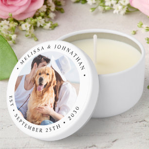 Custom Photo Modern Couple Personalized Wedding Mini Candle Favors