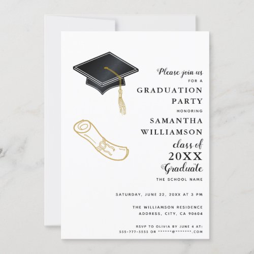 Custom Photo Modern Elegant Graduation Party Invitation