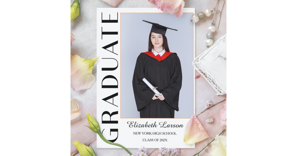 Senior Graduation Invites Custom Photo Modern Elegant Senior Graduation Invitation | Zazzle