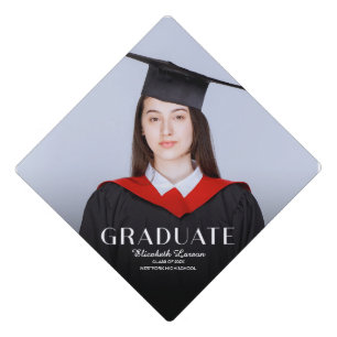 Custom Photo Modern Elegant Senior Graduation Part Cap Topper