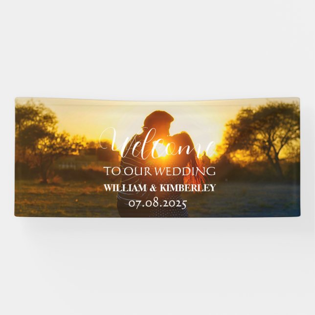 Custom Photo Modern Elegant Wedding Banner (Horizontal)