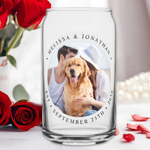 Custom Photo Modern Elegant Wedding  Can Glass