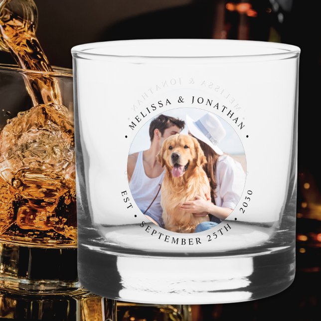 Custom Photo Modern Elegant Wedding  Whiskey Glass (Creator Uploaded)