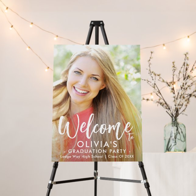 Custom Photo Modern Graduation Party Welcome Sign (In Situ (Stand))