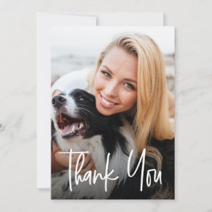 Custom photo modern handlettering 50th birthday thank you card