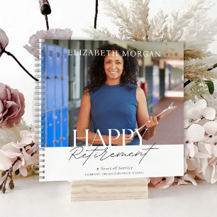 Custom Photo Modern Happy Retirement Message Notebook