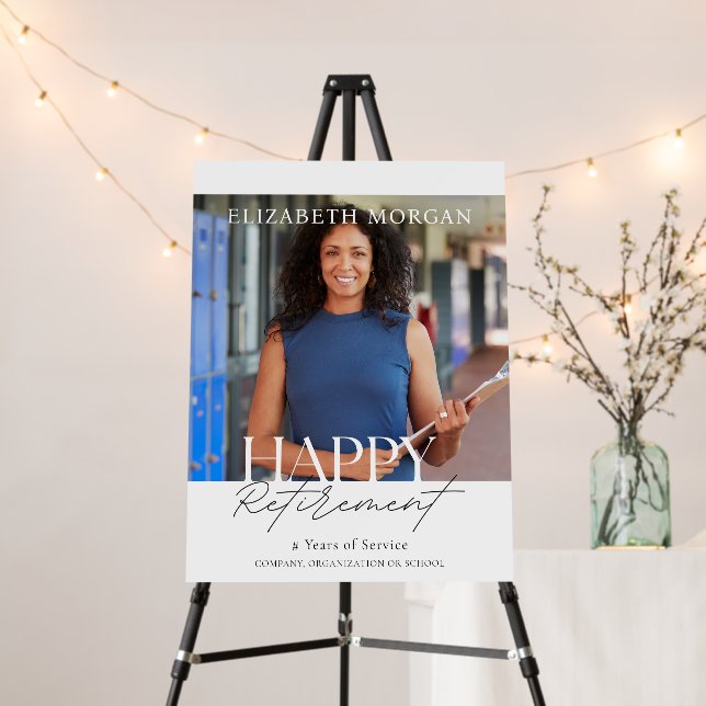 Custom Photo Modern Happy Retirement Party Foam Board (In Situ (Stand))