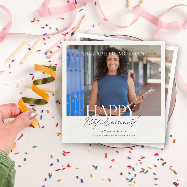 Custom Photo Modern Happy Retirement Party Napkins (Custom Photo Modern Happy Retirement Party Napkins)