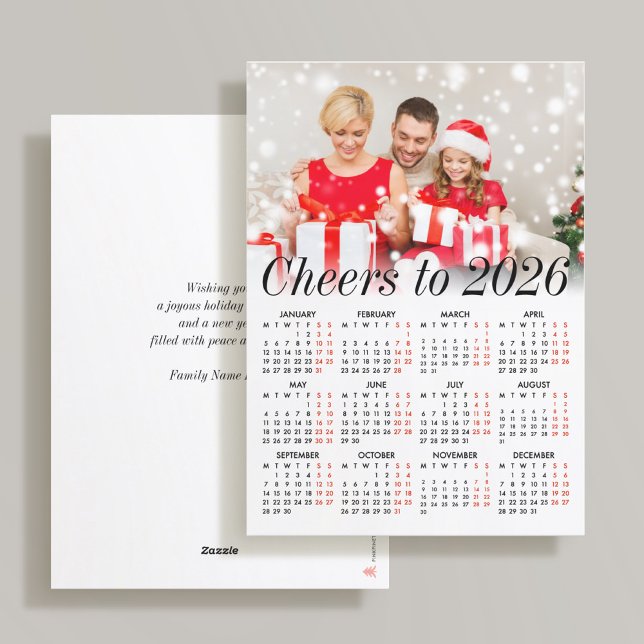 Custom Photo Modern Holiday 2026 Calendar Card (Creator Uploaded)
