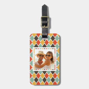 Custom Photo Modern ikat tribal fashion pattern Luggage Tag