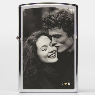 Custom Photo Modern Keepsake Monogram Gold Heart Zippo Lighter