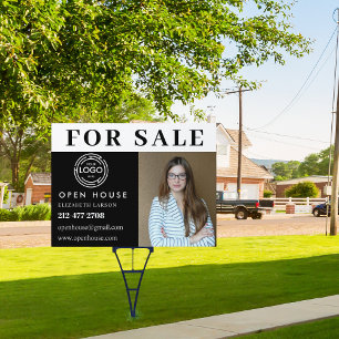 Custom Photo Modern Marketing Real Estate Black Sign