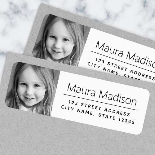 Custom photo modern minimal return address label