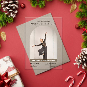 Custom Photo Modern Minimalist Dance Recital Acrylic Invitations