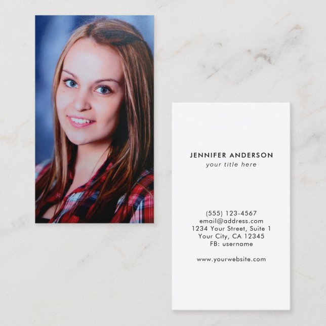 Custom Photo Modern Minimalist Professional Business Card (Front/Back)