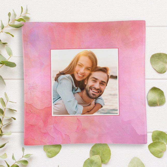 Custom Photo Modern Pretty Pink Simple Keepsake Trinket Tray (Creator Uploaded)