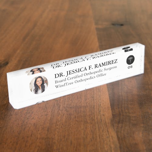 Custom Photo Modern Professional Office Desk Name Plate