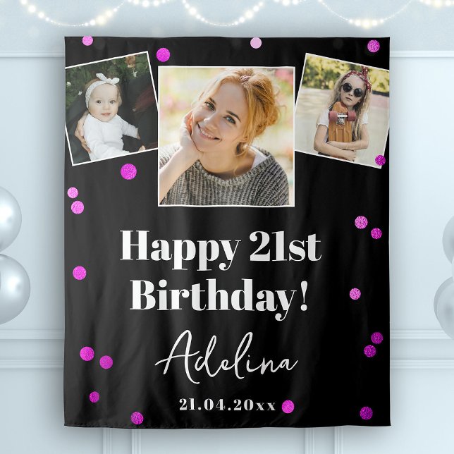 Custom Photo Modern Purple Birthday Party Backdrop (Creator Uploaded)
