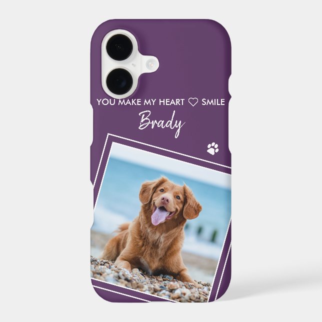 Custom Photo Modern Purple Pet Dog Iphone Case (Back)