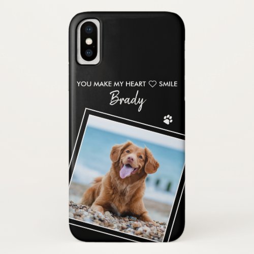 Custom Photo Modern Quote Black Dog iPhone XS Case