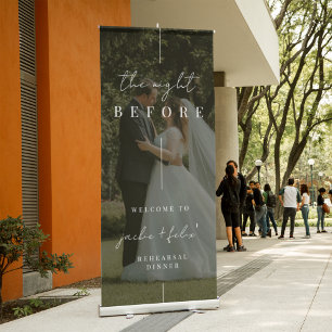Custom Photo Modern Rehearsal Dinner Welcome Retractable Banner