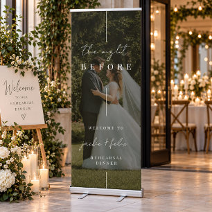 Custom Photo Modern Rehearsal Dinner Welcome Retractable Banner