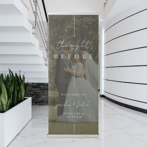 Custom Photo Modern Rehearsal Dinner Welcome Retractable Banner