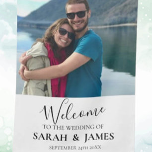 Custom Photo Modern Relaxed Wedding House Flag