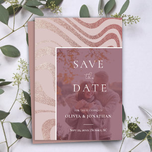 custom Photo Modern RoseGold Save the Date Invitation