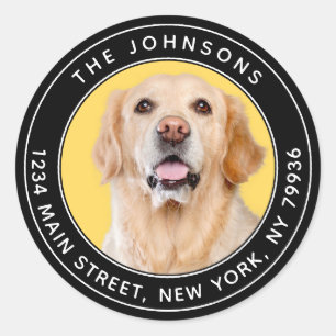 Custom Photo Modern Round Return Address Classic Round Sticker