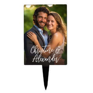 Custom Photo Modern Script Cake Topper 