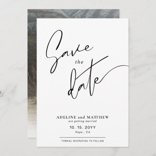 Custom Photo Modern Simple Elegant Script Wedding  Save The Date