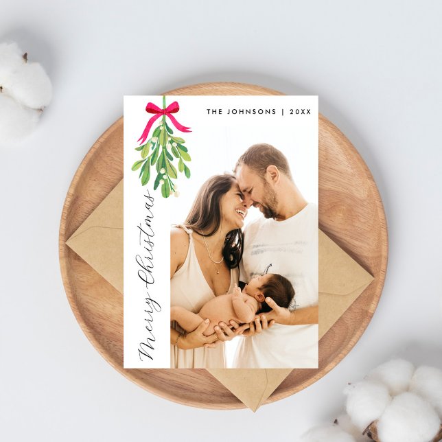 Custom Photo Modern Stylish Botanical Christmas Holiday Card (Creator Uploaded)