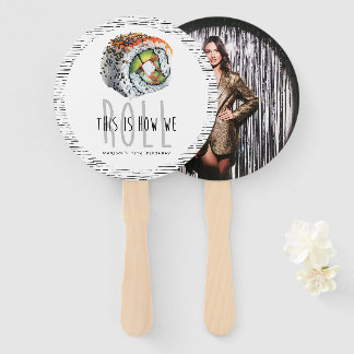 Custom Photo Modern Sushi Birthday Hand Fan