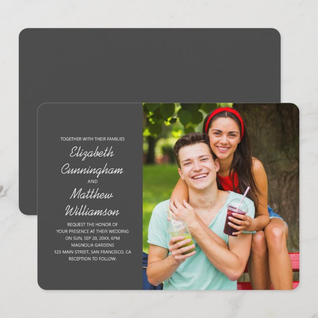 Custom Photo + Modern Wedding Invitation (Front/Back)