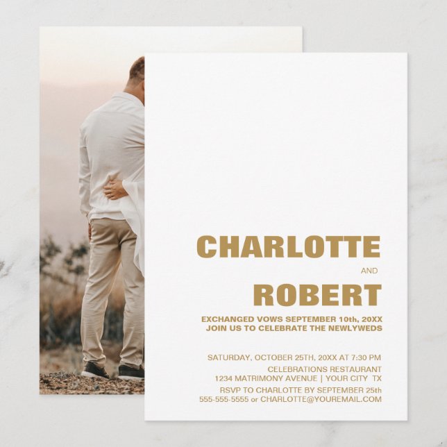 Custom Photo Modern Wedding Reception Invitation (Front/Back)