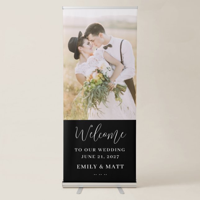 Custom Photo Modern Wedding Retractable Banner (Front)