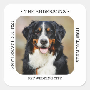 Custom Photo Modern Wedding Return Address Square Sticker