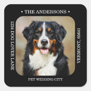 Custom Photo Modern Wedding Return Address  Square Sticker