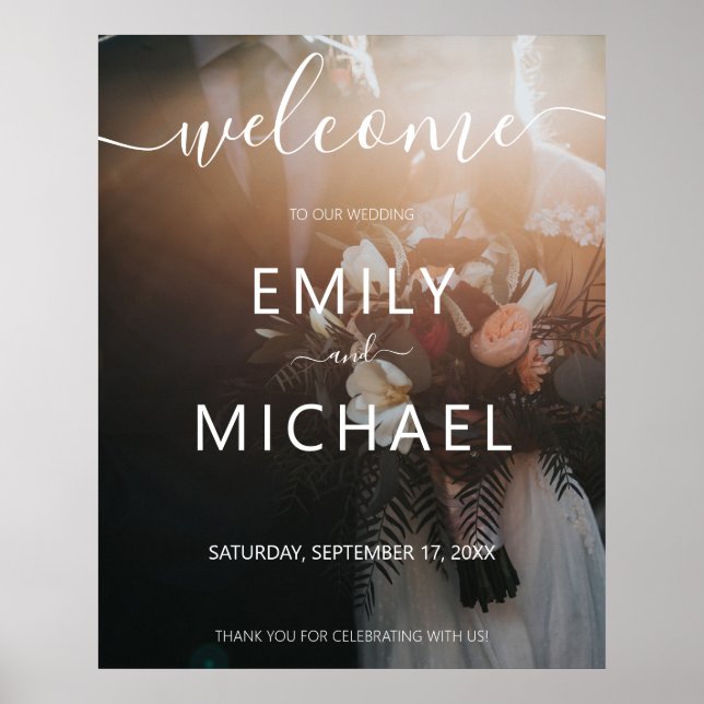 Custom Photo Modern Wedding Welcome Poster (Front)