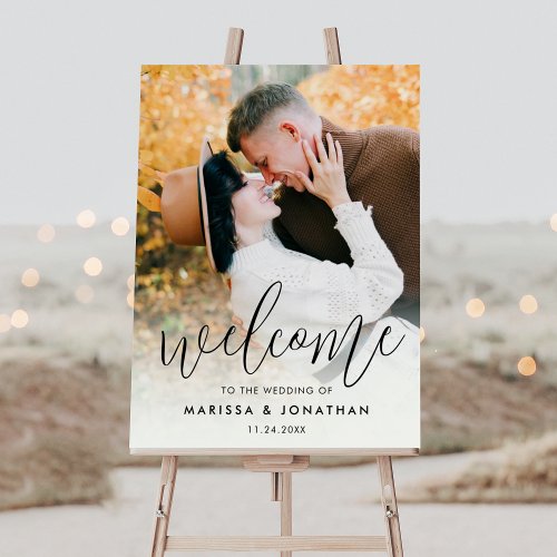 Custom Photo Modern Wedding Welcome Sign