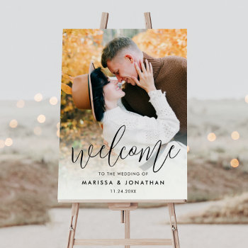 Custom Photo Modern Wedding Welcome Sign by Maeville at Zazzle