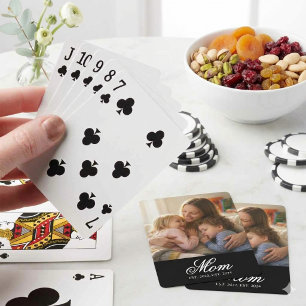 Custom Photo Mom Est Year Minimalist  Poker Cards