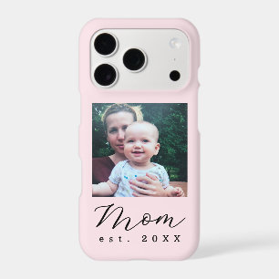 Custom Photo Mom Est. Year Pastel Pink Minimalist iPhone 17 Pro Case