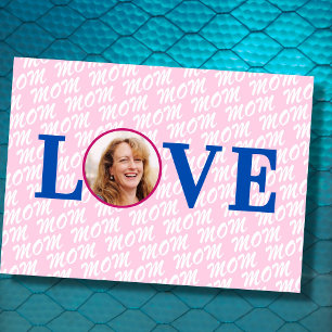 Custom photo Mom Mother modern elegant pink photo Card