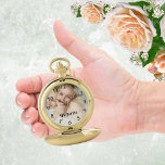 Custom photo mom mother pocket watch<br><div class="desc">Template for your own photo of the best mother,  mom in the world. Black numbers.  Text: My mom. With a white photo overlay.</div>